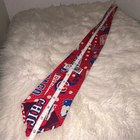 VTG 1992 RM Style Chicago Cubs Ralph Marlin Silk Neck Tie R/W/B Admit One - Picture 8 of 12